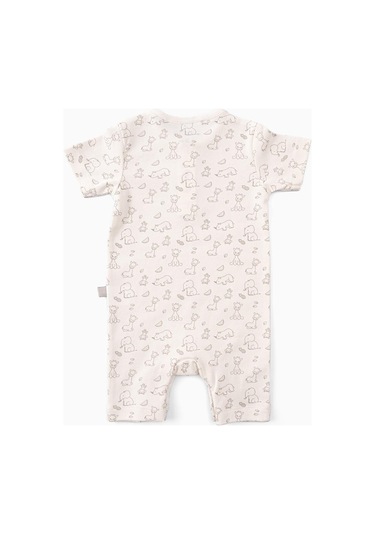 Bebek Şort Tulumu Kısa Kollu Pamuklu Tulum Zürafa-zürafa Çok Renkli