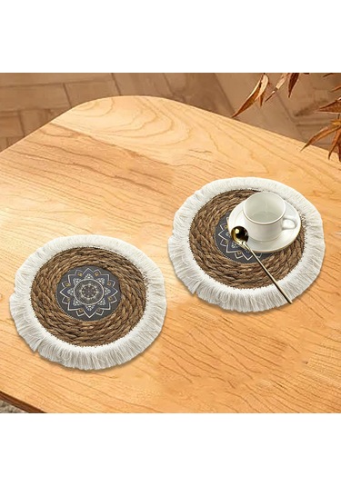 Suntek 2x Boho Yuvarlak Placemats Yemek Mat Kaymaz Dokuma Stil-a Stil A Diğer