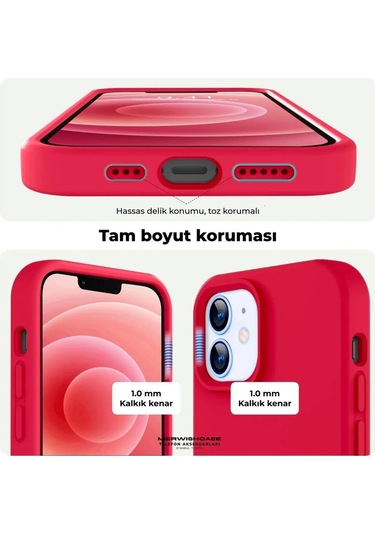 İphone 13/14 Uyumlu Lansman Kılıf Leke Kir Su Tutmayan Yüzey İçi Kadife Mükemmel Hissiyat Kirmizi