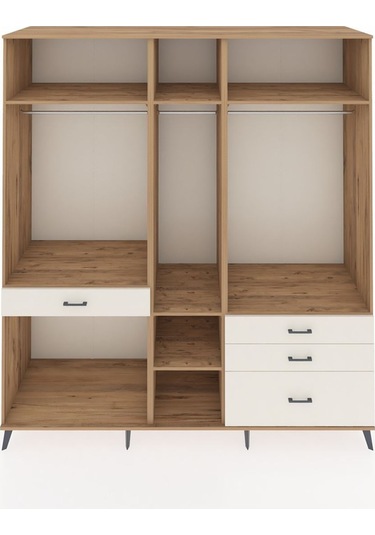Kronos Dolap 7 Raflı 4 Çekmeceli 3 Askılı 220x59x243 Çam-çam/aytaşı Atlas Çam/aytası
