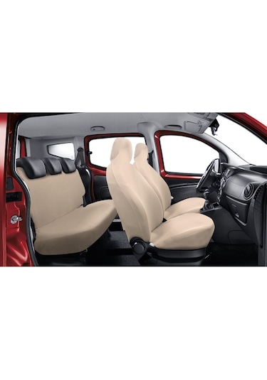 Her Araca Uyumlu Bej Oto Koltuk Kılıfı -araç Penye Koltuk Kılıfı Servis Kılıfı 4 Parça