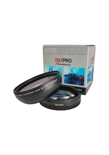 Raypro 18-200 MM Lens İçin 72 MM 0.45x Ultra Geniş Açı (Canon ve Nikon) Uyumlu Lens + Super Makro Lens