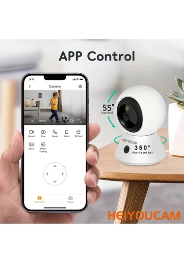 Chuangyinshop White Indoor Cam 1080p Güvenlik Kamerası Ev İçin 360 Derece Dönebilir Gece Görüşlü İnsan Hareket Algılama