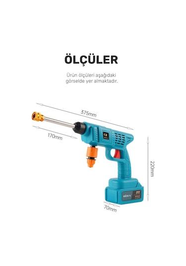 Yeni Model Şarjlı Yüksek Basınçlı Oto Araba Bahçe Yıkama Ve Temizleme Tabancası Makinesi