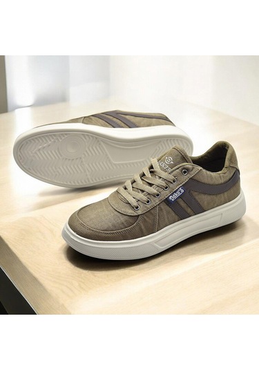 032 Ortopedik Taban Günlük Erkek Keten Spor Ayakkabı Erkek Spor Ayakkabı Vizon