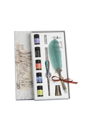 Xindoker Ofis Ve Öğrenci İçin Cam Ve Tüy Kalem Seti - Yumuşak Kullanım, Dayanıklı Malzeme - Işıltılı Yeşil Sp118043