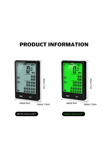 Aubyhe Sürekli Işık Ve Su Geçirmez Bisiklet Hızı Ölçer, Lcd Ekranlı Akıllı Spor Takip Cihazı - Ipx6 Koruma, Sıcaklık Ve Mesafe Göstergesi Yeşil