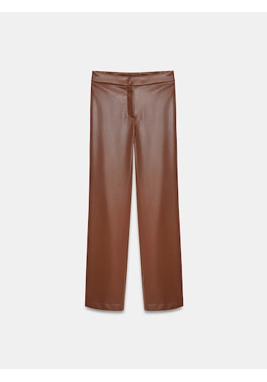 Dilvin 72237 Suni Deri Çan Paça Pantolon-karamel Karamel