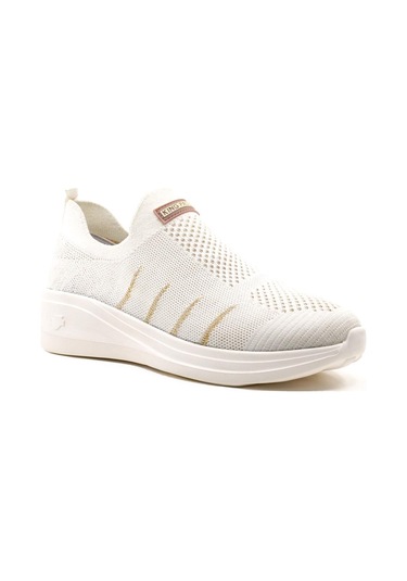 King Paolo D5086 Aerepol - Beyaz - Altın - Bayan Ayakkabı,örgü Yürüyüş Ayakkabısı-beyaz - Altın Altın - Beyaz