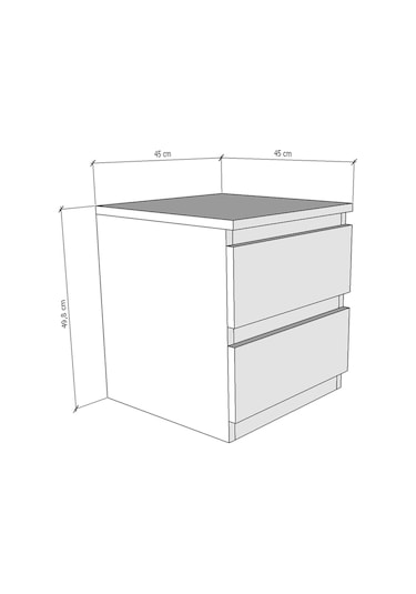 Umut Komodin Antrasit Gri - Atlantik Çam 45 Cm 2 Çekmeceli