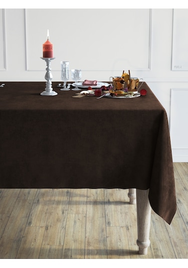 Daily Series Kadife Dokulu Kahverengi Masa Örtüsü Kahverengi