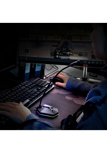Didadodo Usb Oyun Mikrofonu - Rgb Led Aydınlatmalı, Gürültü Önleyici, 360 Ses Alma, Ayarlanabilir Metal Boyunlu