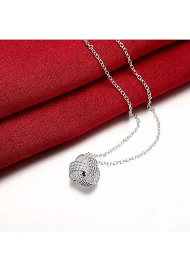 925ayar Gümüş Örgü Top Kolye