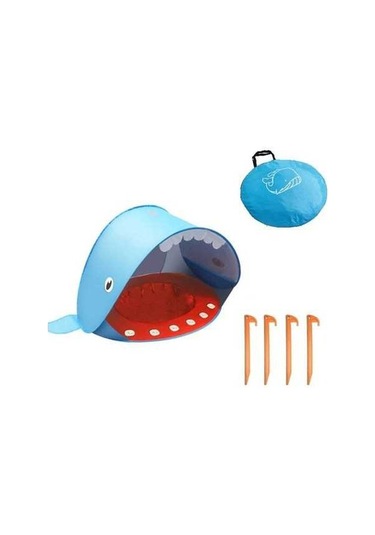 Prestigegoods Moda Havuzlu Bebek Plaj Çadırı Taşınabilir Katlanabilir Güneşlik Balina Mavisi Mavi Mavi