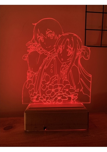 Sword Art Online Kirito And Asuna 16 Renk Gece Lambası