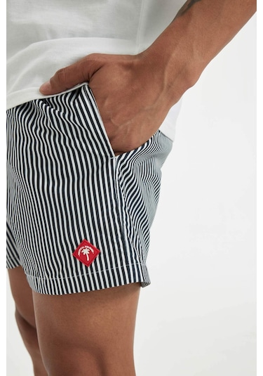 DeFacto Çizgili File Astarlı Kısa Boy Deniz Şortu U0024AZ24HSNV100