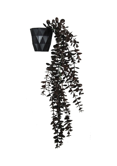 Yapay Çiçek Kahverengi Okaliptus 45 Cm New Collection Siyah Elmas Saksıda Yapay Sarkan Bitki Kahverengi