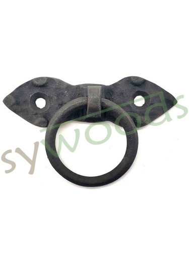 Pirinç Döküm Vintage Yaprak Form Halka Kapı Kulp