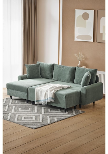 Kagu Corner Flavia Köşe Takımı Puflu Haki