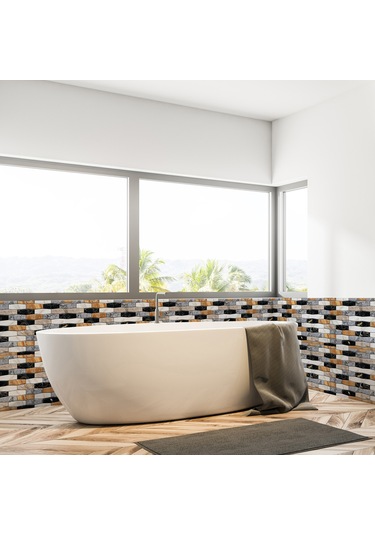 Geeksen 3d Multicolor Tuğla Desenli Pvc Otostik Duvar Kağıdı - Mutfak Dolapları, Masa Üstleri İçin Yalıtkan Ve Yenileyici Sticker 10 Adet Diğer