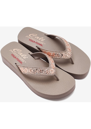 Skechers Vinyasa - Wild Daisies Kadın Bej Parmak Arası Terlik 119638 Tpe Bej