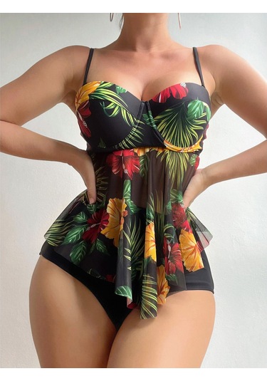Kadınlar İçin 2023 Kadın Tasarımcı Bikini İki Adet Set Yüksek Bel Mayo Zayıflama Mayo Kadın Push Up Vintage Beachwear Siyah