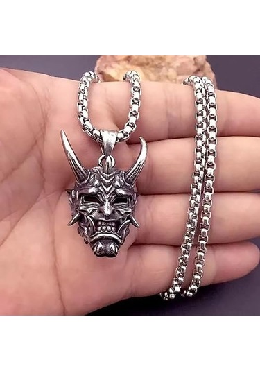 Şeytan Maskesi Korku Paslanmaz Çelik A Plus Kalite Kolye Ve Zinci Çok Renkli
