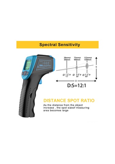 Tenfowee "yüksek Hassasiyetli Endüstriyel Kızılötesi Termometre -50 C-600 C Mavi Renk"