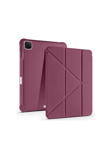 İpad Uyumlu Pro 11 İnç 3.nesil M1 2021 Uyumlu Kılıf Üçgen Katlanabilir Kalem Şarj Bölmeli Kılıf Kapaklı Kılıf