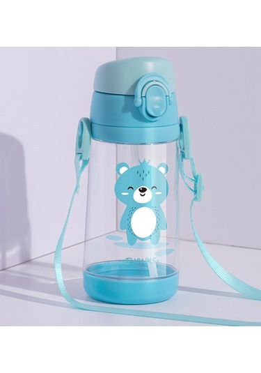 480ml Çocuklar Su Kupası Yaratıcı Karikatür Hayvan Bebek Besleme Bardakları Payet Sızdırmaz Su Şişeleri Açık Taşınabilir Çocuk Bardakları Kupalar Mavi 007 Kahverengi