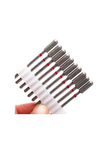 10 Adet Elmas Freze Kesicisi Tırnak Matkap Ucu Elektrikli Manikür Makinesi Tırnak Eti Temiz Dosyaları Ekipman Aksesuarları Araçları Kırmızı Renk