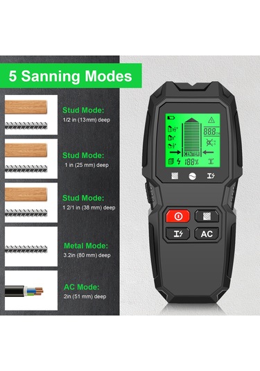Kangvka Hw-qb6 Duvar Tarayıcı, Metal Ve Ahşap Dedektörü, Led Ekran, Taşınabilir Tasarım
