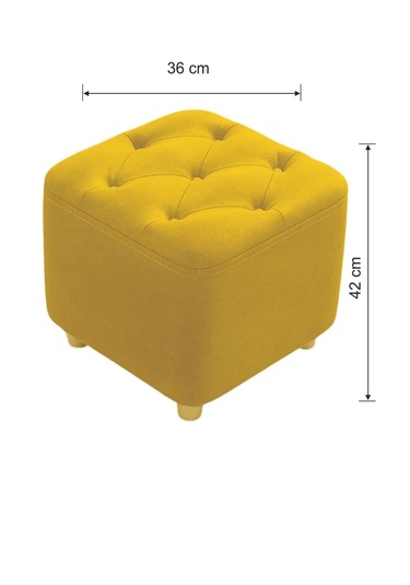 Most Hallow Kapitoneli Kare Puf 07 Hardal Kadife Kumaş Evinize T