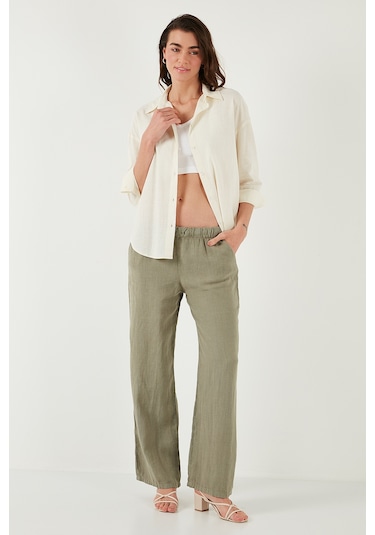 Lela Pamuklu Regular Fit Uzun Kollu Düz Bayan Gömlek Cf25S168305 Ekru