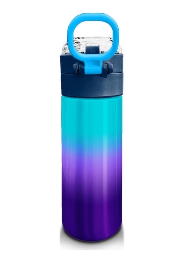 Coral High Kids Mor Renk Geçişli Desenli Pipetli Ve Direkt İçim Çelik Termos 500 Ml 31964 Mor - Sarı