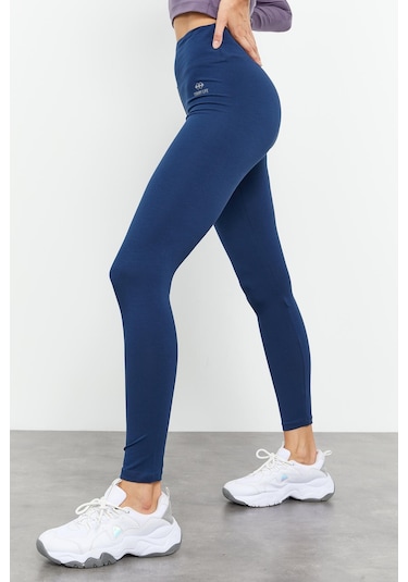 Tommy Life İndigo Yüksek Bel Toparlayıcı Slim Fit Dar Paça Kadın Tayt - 94011 İndigo