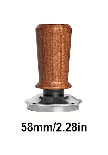 Motion003 58 Mm 51 53 58mm Espresso El Tampu Kalibreli Spring Yüklü Kahve Tampu Paslanmaz Çelik Dalga Tabanı 13 61kg Ahşap Sapak Barista Sınıfı Ahşap