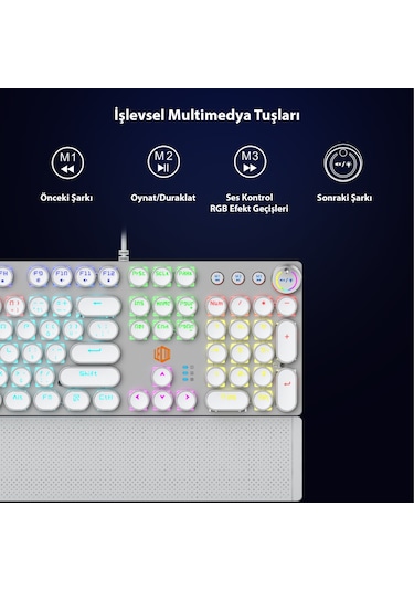 Lecoo KG1102 USB Kablolu Red Switch Makro Tuşlu RGB Mekanik Gaming Türkçe Q Metalik Klavye