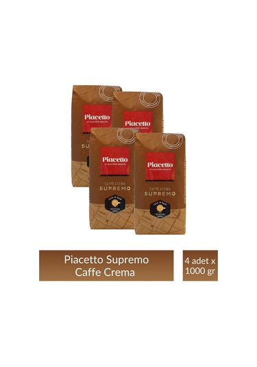 Piacetto Cafe Crema Supremo Çekirdek Kahve 1 Kg X 4 Adet Çekirdek Kahve