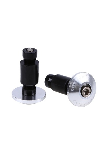 2 Adet Motosiklet Aksesuarları Gidon Kapağı Uç Tapaları - Gümüş Rengi