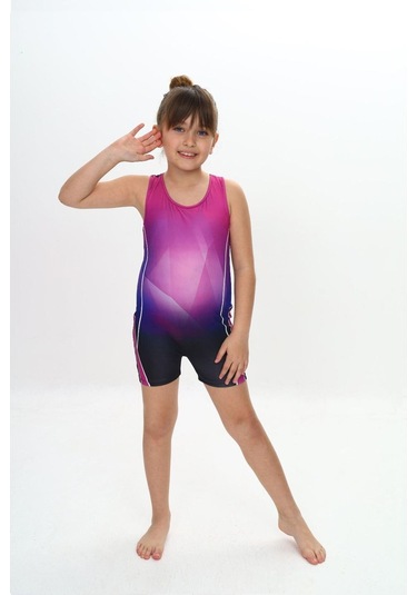 Kız Çocuk Deniz Yüzücü Mayoları Mavi - Yeşil