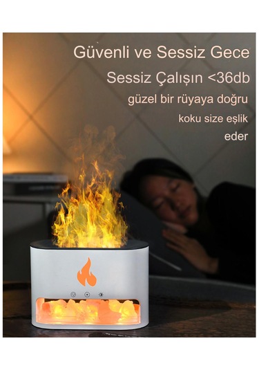 Şömine Hava Nemlendiricisi 4 Renkli Alevli Taşlı Buhar Makinesi