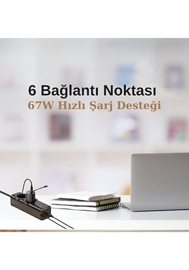 2'li Priz 2200w Akım Korumalı / 67w Gan Pd Hızlı Laptop Şarj Adap Diğer