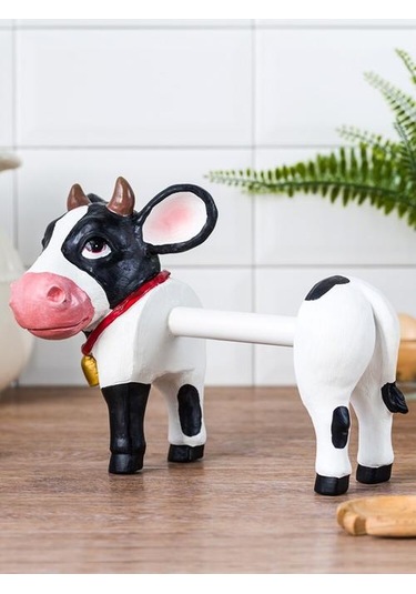 Yaratıcı Reçine Rulo Doku Tutucu Ana Masaüstü Dekorasyon Süsleri Sevimli İnek Rulo Kağıt Tutucu Mutfak Basit Rulo Doku Kutusu Doku Kutuları Beyaz