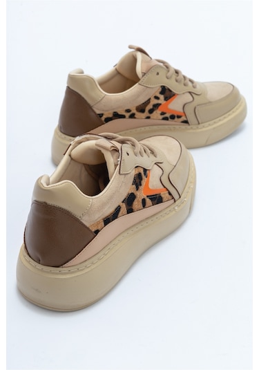 Luvishoes Aere Bej Desenli Kadın Spor Ayakkabı Bej