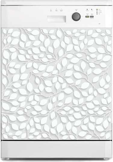 Bulaşık Makinesi Sticker Kaplama Beyaz Eşya Kaplama Beyaz Yapraklar