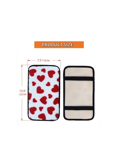 Sones Peluş Kalp Desenli Araç Orta Konsol Kapak Matı 32x19cm Kırmızı