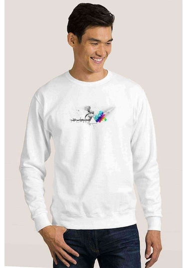 Pink Floyd In Cloudslogo Metal Rock Baskılı Beyaz Erkek Sweat (528426065)
