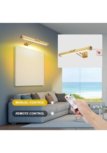 Novahub Manyetik Şarj Edilebilir Resim Lambası - 3 Renk Sıcaklığı, Uzaktan Kumanda, Zamanlayıcı, Siyah Siyah