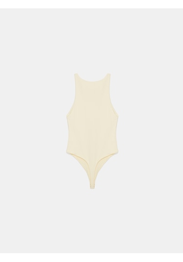 Dilvin 32836 Halter Yaka Bodysuit-açık Sarı